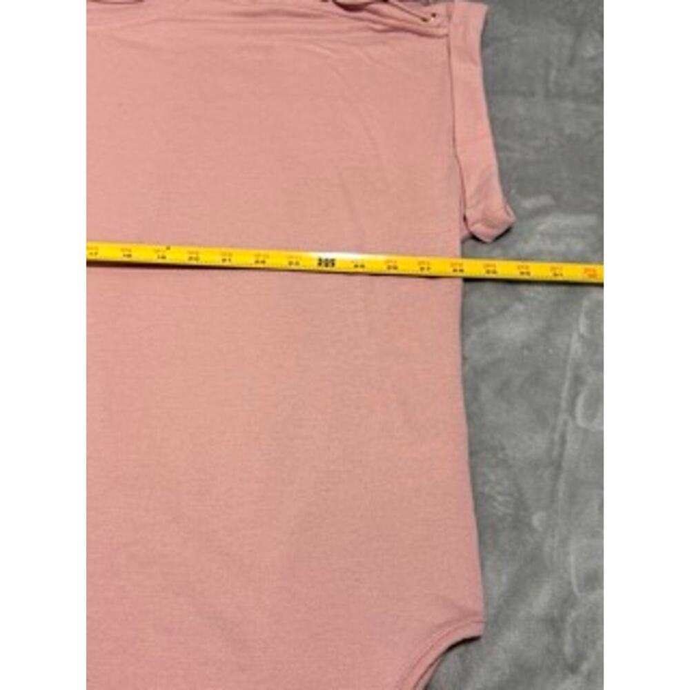 Cupio Blush Pink Lace-Up Shoulder Knit Top 2X Soft Short Sleeve Plus Size - Picture 8 of 9